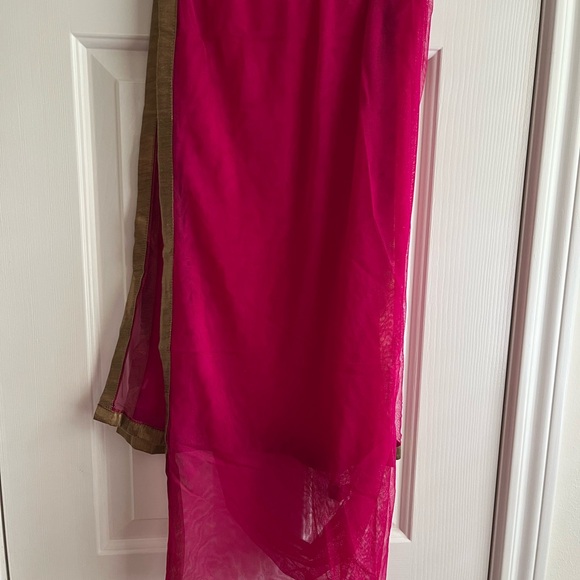 Ethnic Indian Wear Bollywood pink and orange net dress Size M - Picture 7 of 9